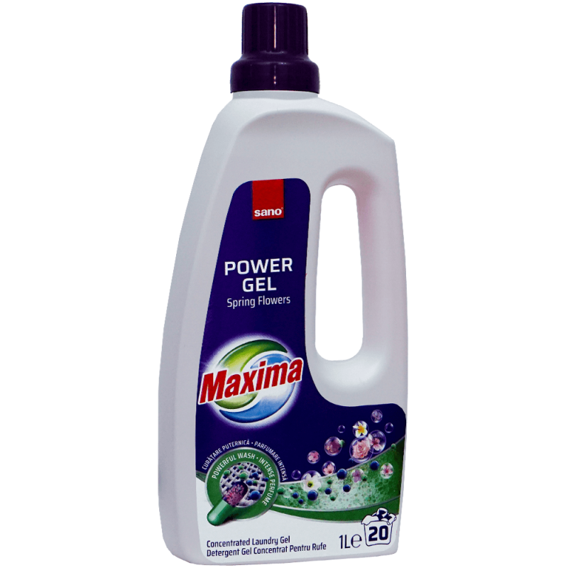 Detergent gel concentrat pentru rufe Sano Maxima Spring Flowers, 20 spalari, 1 litru